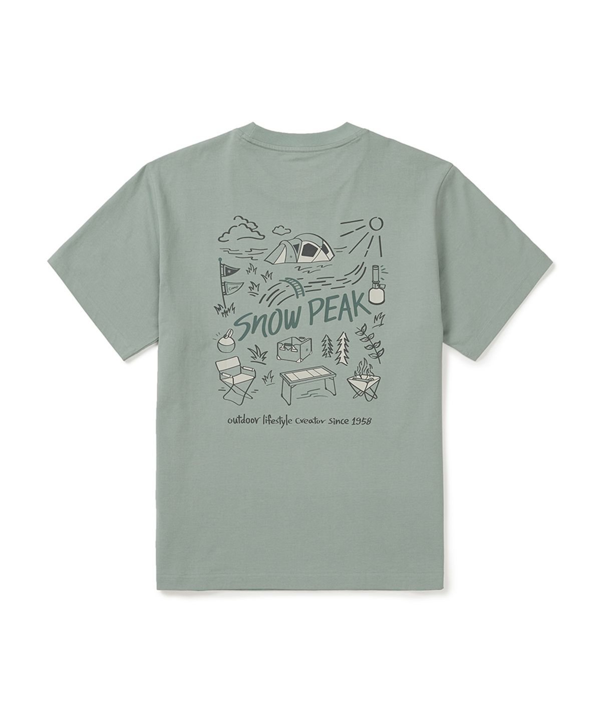 스노우피크 어패럴(SNOWPEAK APPAREL) 코튼 피크닉 반팔 티셔츠 (S25MUFTS60) Mint