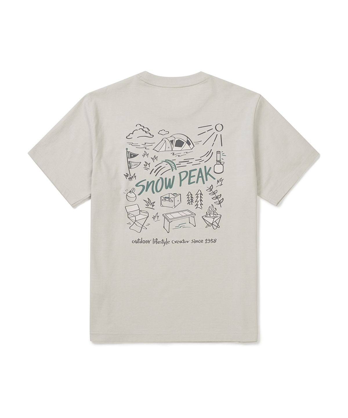 스노우피크 어패럴(SNOWPEAK APPAREL) 코튼 피크닉 반팔 티셔츠 (S25MUFTS60) Light Beige