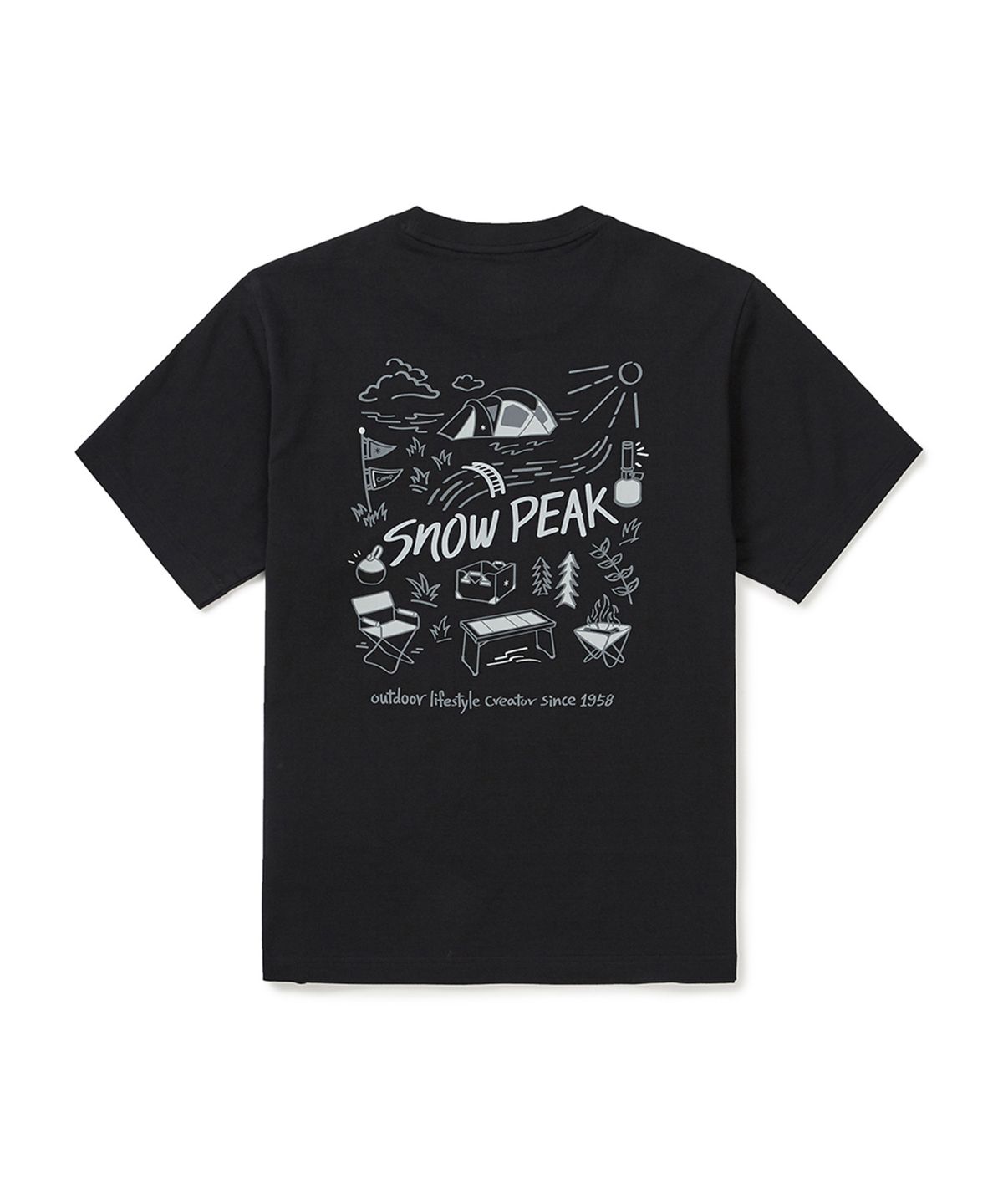 스노우피크 어패럴(SNOWPEAK APPAREL) 코튼 피크닉 반팔 티셔츠 (S25MUFTS60) Dark Charcoal