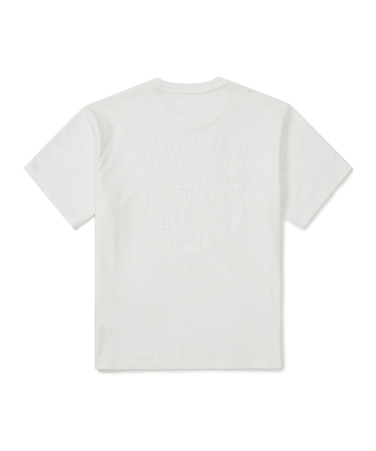 스노우피크 어패럴(SNOWPEAK APPAREL) 코튼 발포 레터링 반팔 티셔츠 (S25MMFTS58) Off White
