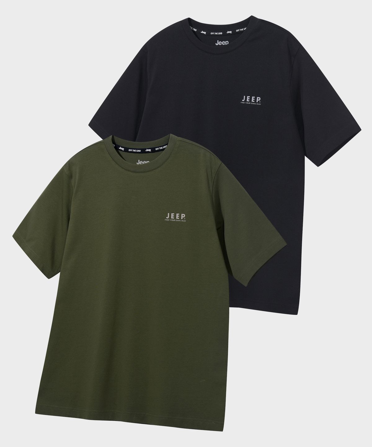 지프(JEEP) [2PACK] 190g 싱글 에어그램 머슬핏 반팔 티셔츠 (JQ5TSU152BK)