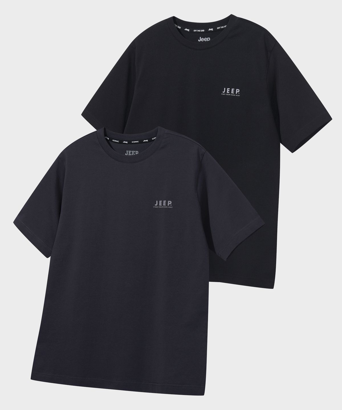 지프(JEEP) [2PACK] 190g 싱글 에어그램 머슬핏 반팔 티셔츠 (JQ5TSU152BK)