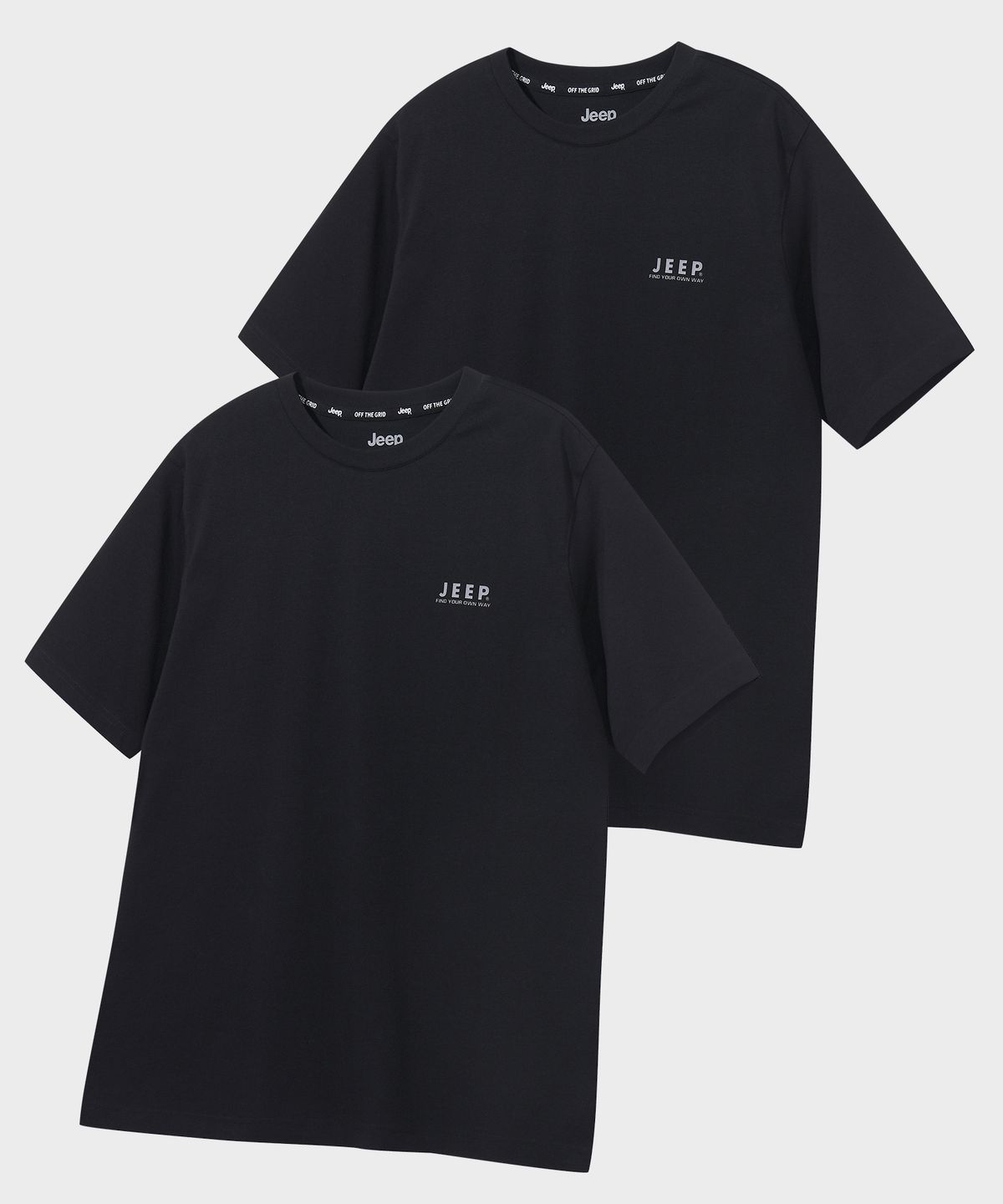 지프(JEEP) [2PACK] 190g 싱글 에어그램 머슬핏 반팔 티셔츠 (JQ5TSU152BK)
