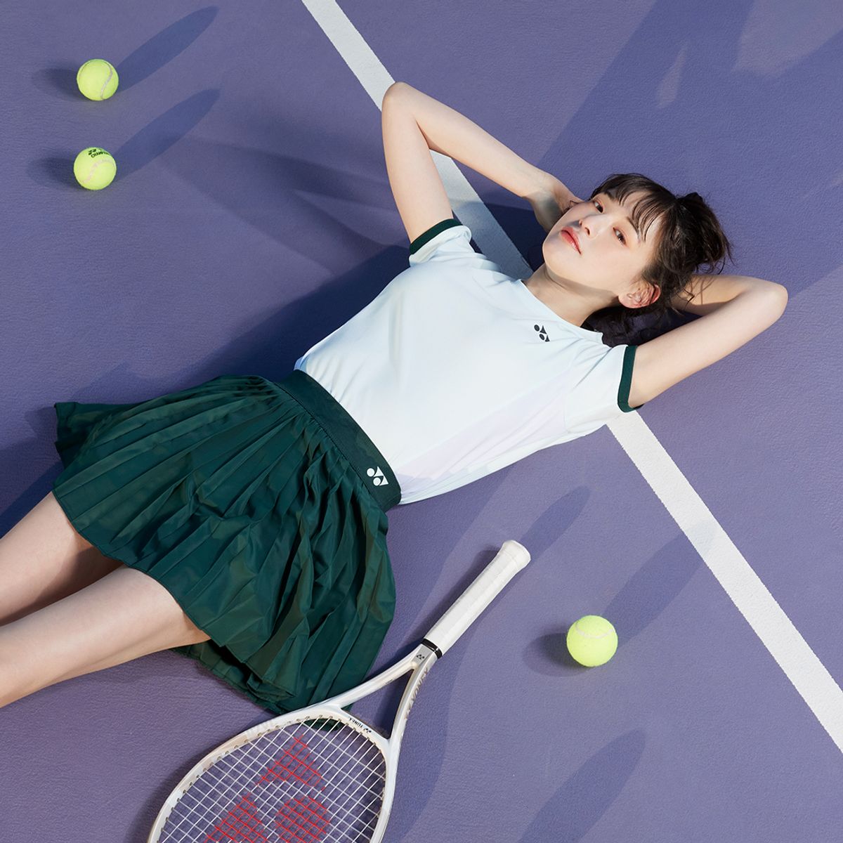 요넥스(YONEX) 255TS006F 페일 민트 여성용 컬러 배색 테니스 게임웨어