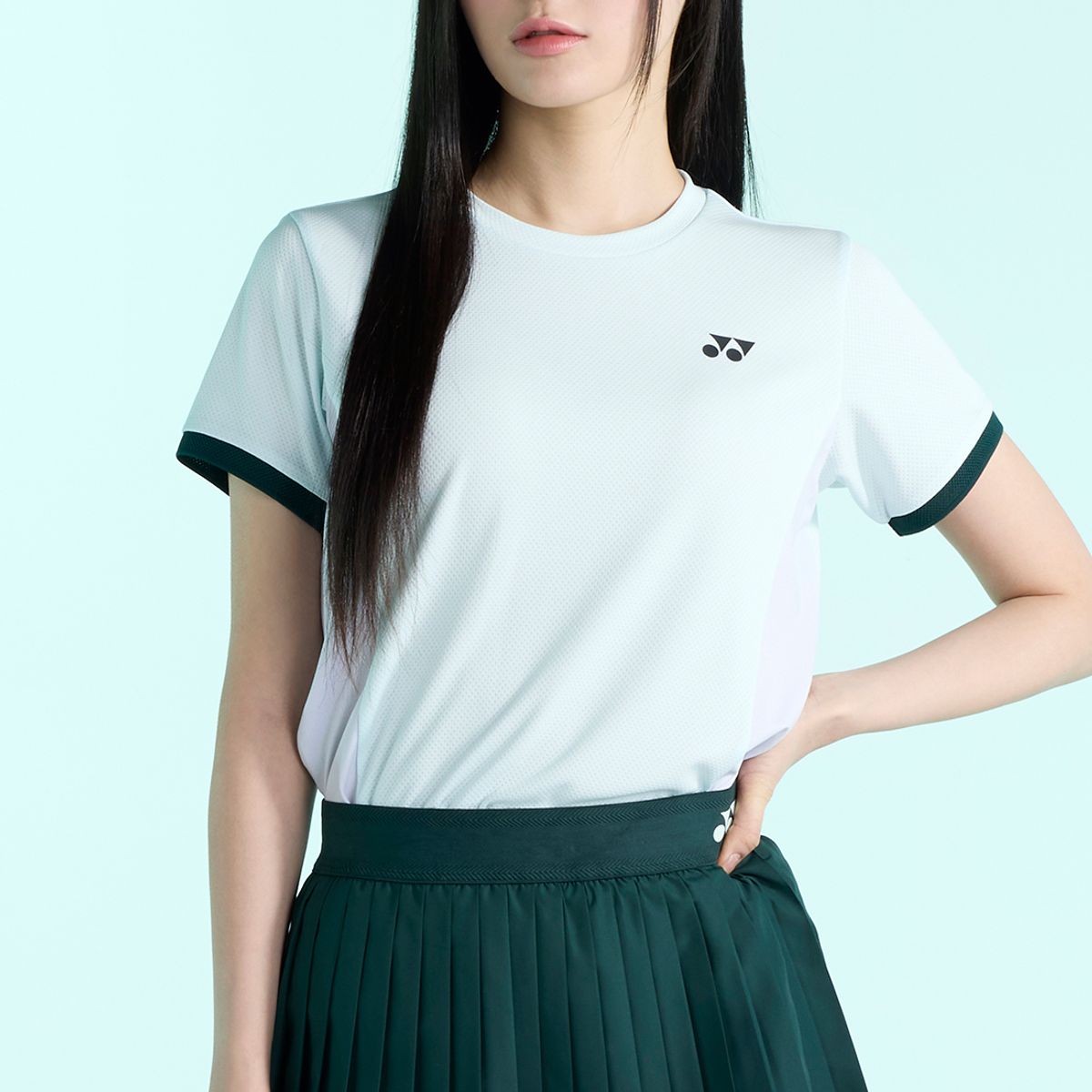요넥스(YONEX) 255TS006F 페일 민트 여성용 컬러 배색 테니스 게임웨어