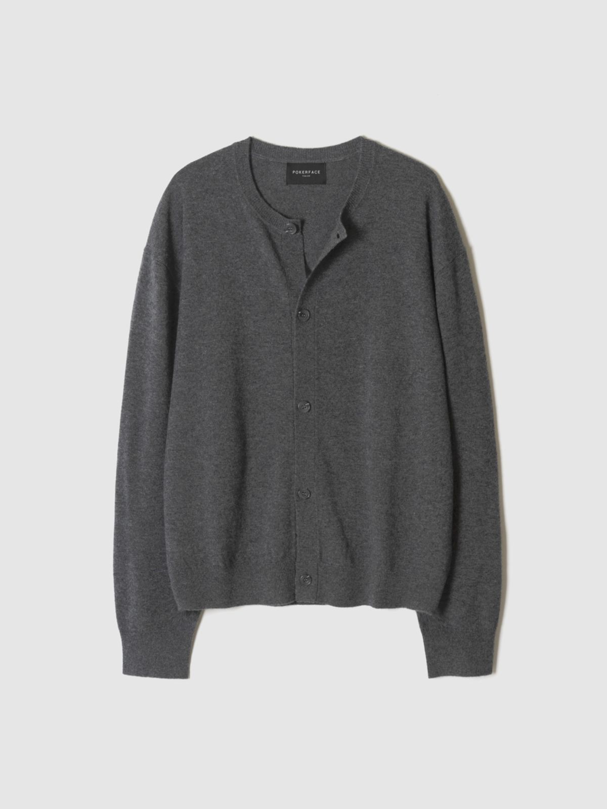 포커페이스(POKERFACE) FARASHA CASHMERE CREW NECK CARDIGAN CHARCOAL