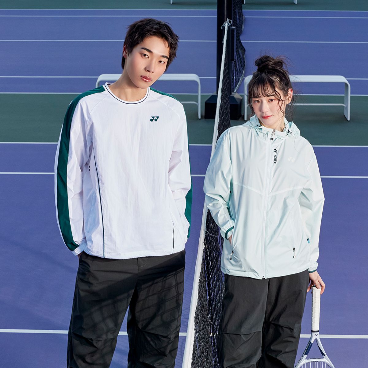 요넥스(YONEX) 255JJ001U 페일 민트 남녀공용 그린 컬러 포인트 테니스 자켓