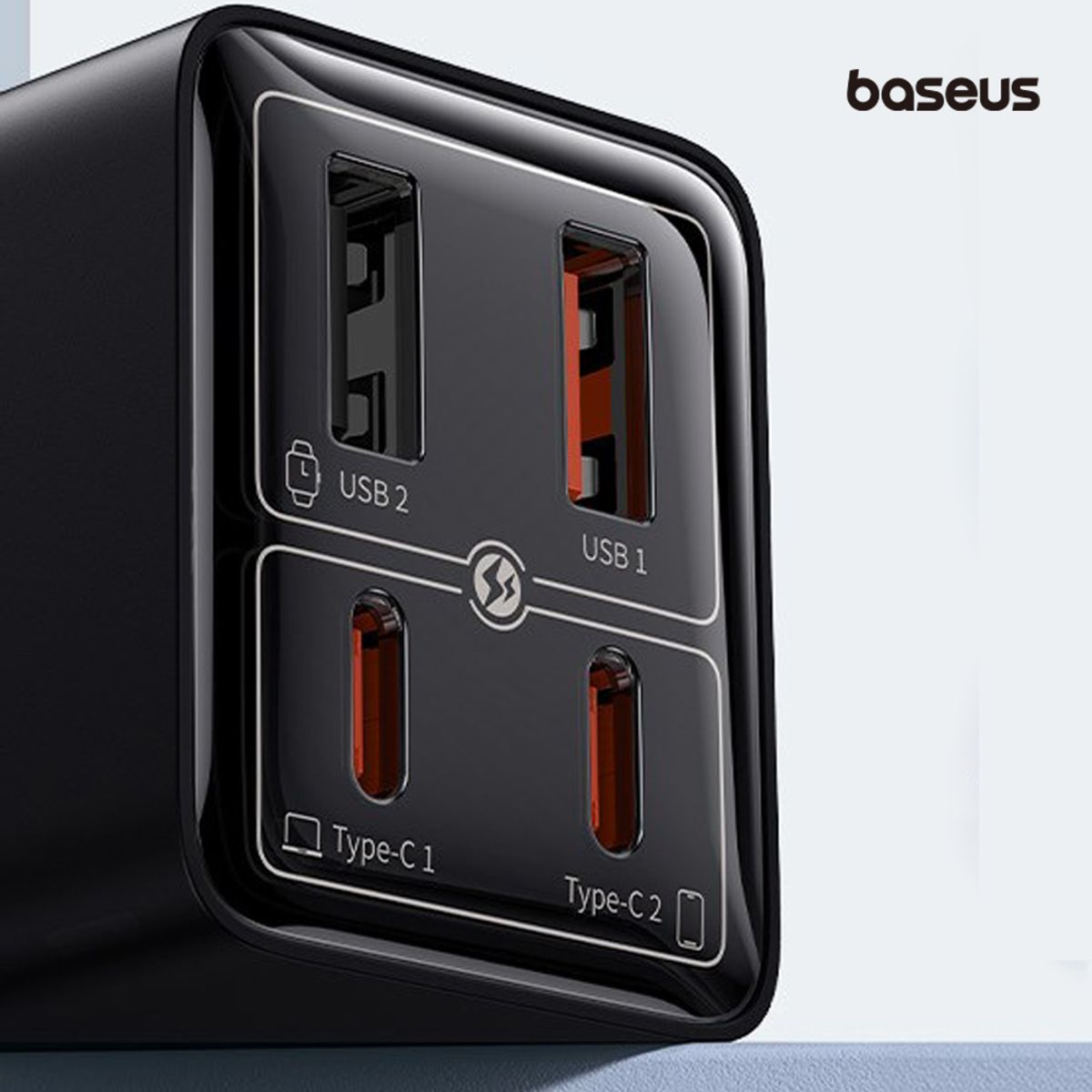 베이스어스(BASEUS) 65W GaN6 Pro C타입 멀티 포트 초고속 충전기 2C+2U 블랙