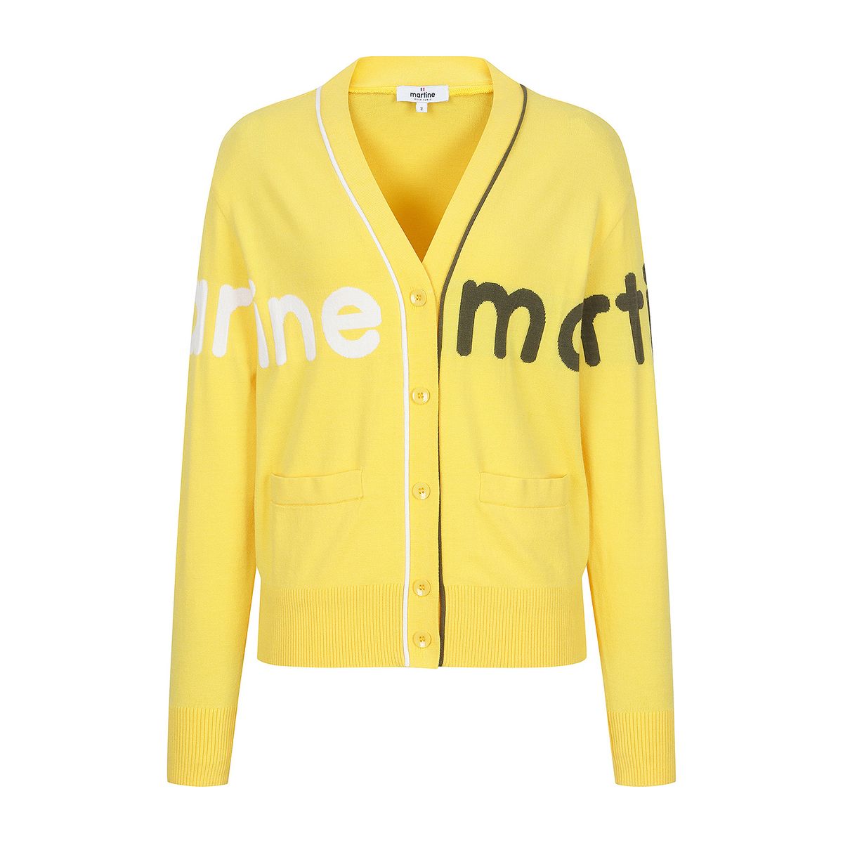 마틴골프(MARTINE GOLF) Big Logo Overfit Knit Cardigan_Yellow