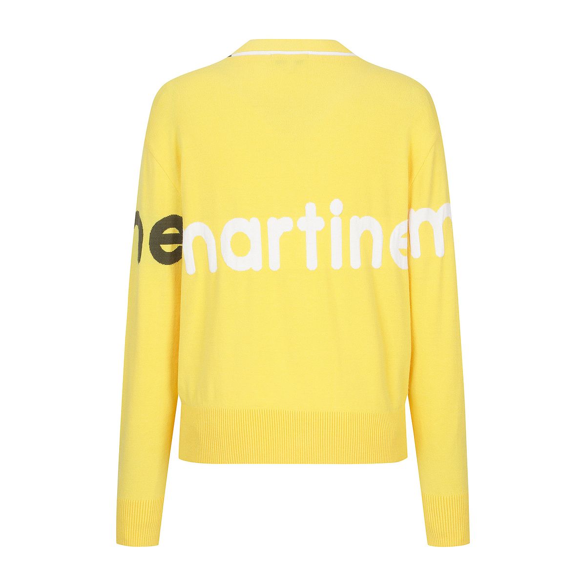 마틴골프(MARTINE GOLF) Big Logo Overfit Knit Cardigan_Yellow