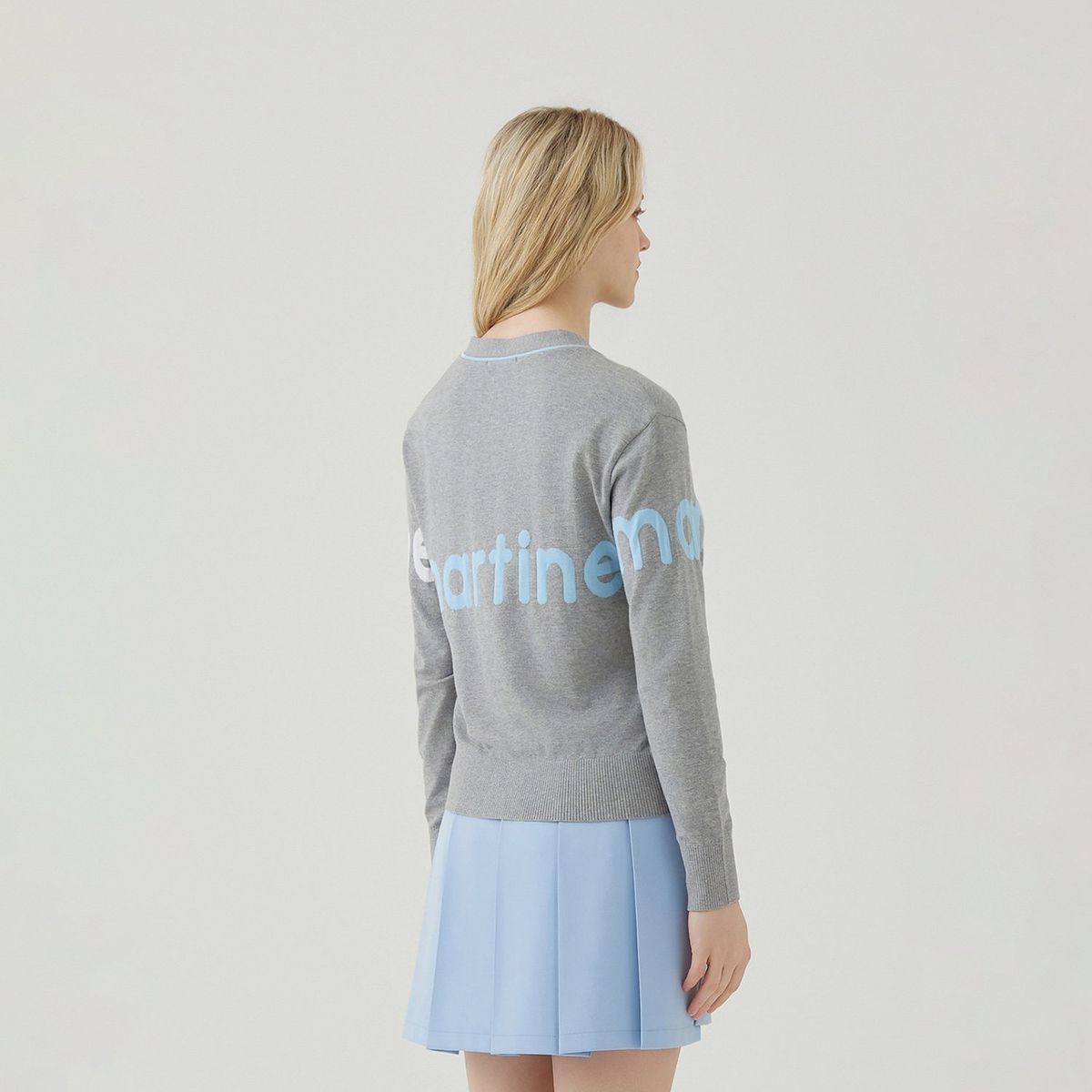 마틴골프(MARTINE GOLF) Big Logo Overfit Knit Cardigan_M/Grey