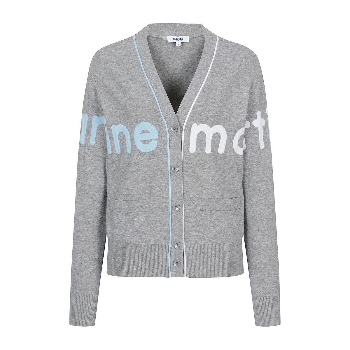 마틴골프(MARTINE GOLF) Big Logo Overfit Knit Cardigan_M/Grey