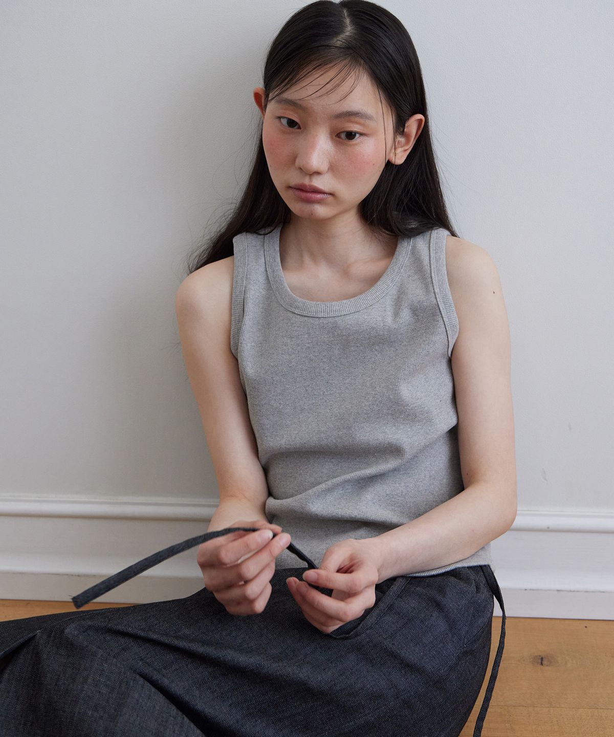 스텝어라운드(STEP AROUND) Span rib sleeveless_GREY