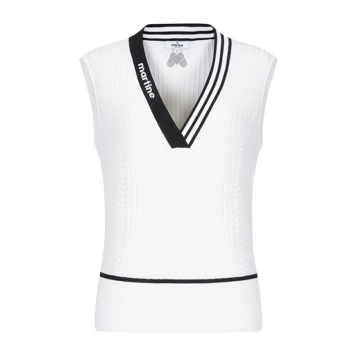 마틴골프(MARTINE GOLF) V Neck Overfit Knit Vest_O/White