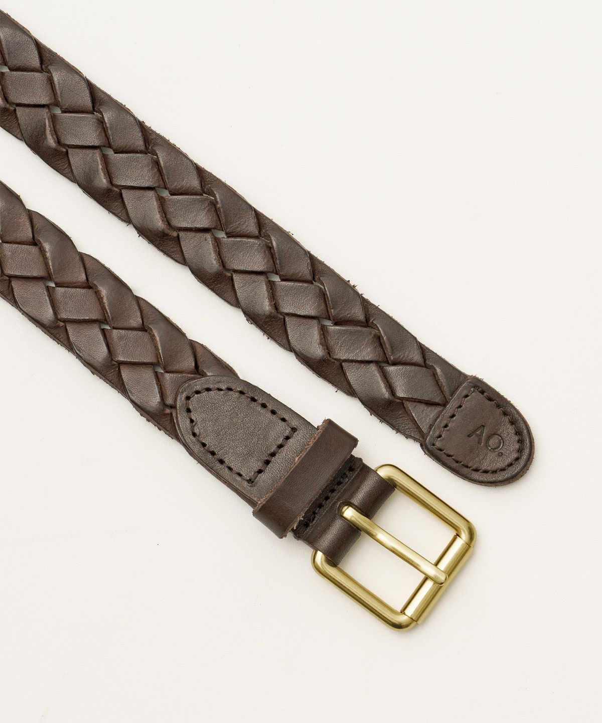 어나더 오피스(ANOTHER OFFICE) Narrow Leather Mesh Belt (Wenge)