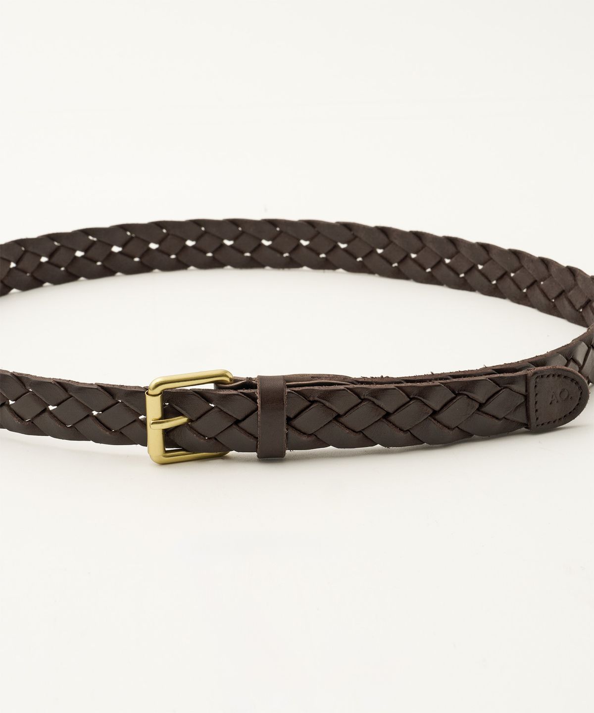 어나더 오피스(ANOTHER OFFICE) Narrow Leather Mesh Belt (Wenge)