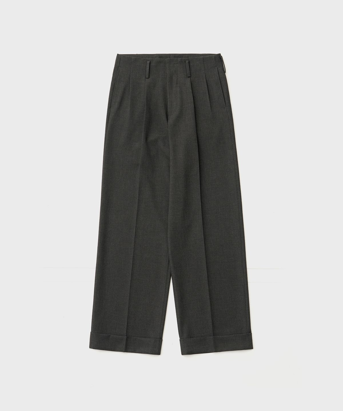 어나더 오피스(ANOTHER OFFICE) Flow wide Turn-up Pants (Heather Charcoal)