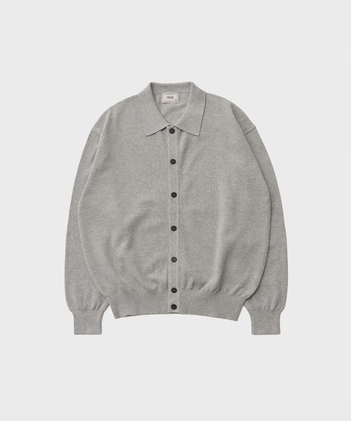 어나더 오피스(ANOTHER OFFICE) Moss Stitch Polo Cardigan (Heather Gray)