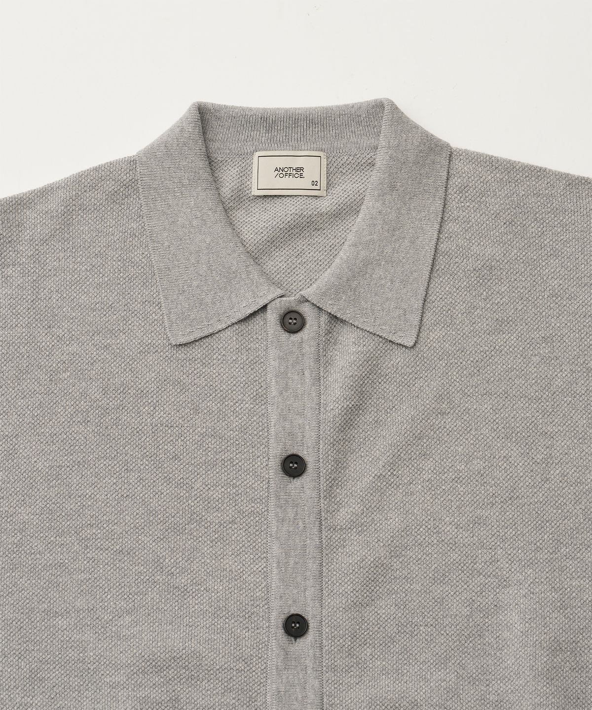 어나더 오피스(ANOTHER OFFICE) Moss Stitch Polo Cardigan (Heather Gray)
