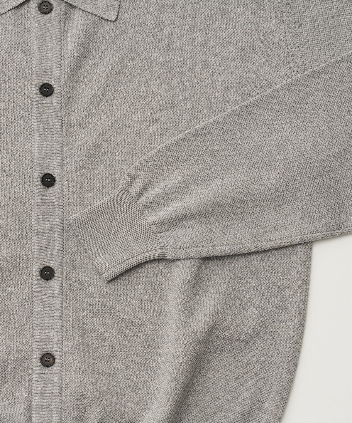 어나더 오피스(ANOTHER OFFICE) Moss Stitch Polo Cardigan (Heather Gray)