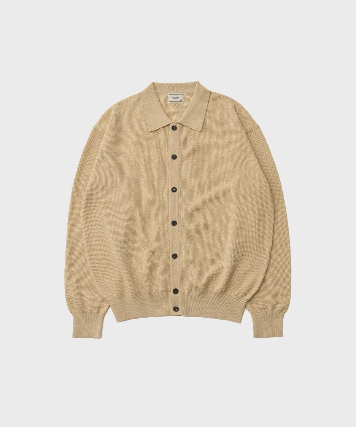 어나더 오피스(ANOTHER OFFICE) Moss Stitch Polo Cardigan (French Beige)