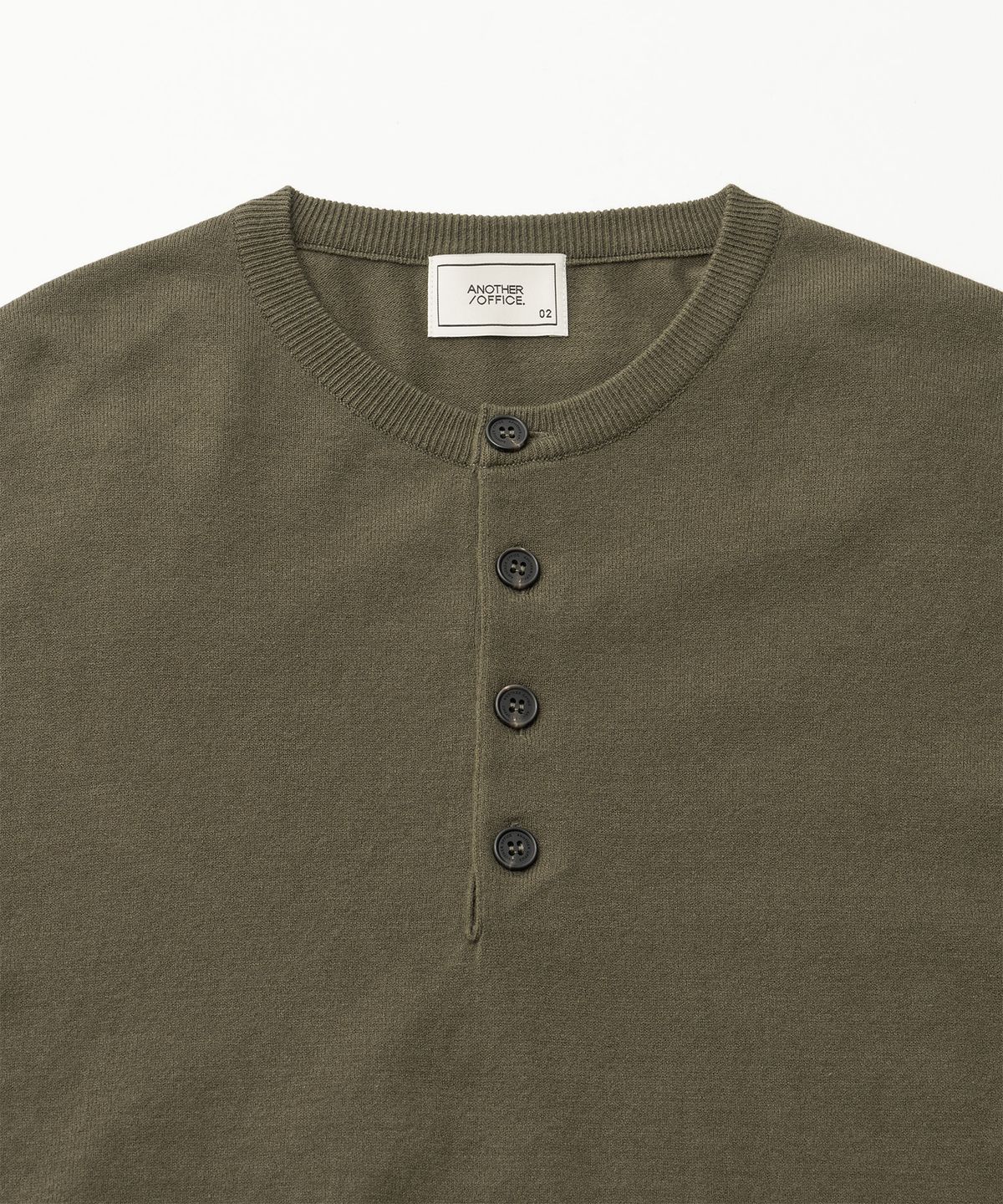 어나더 오피스(ANOTHER OFFICE) French Henry Neck Knit (Olive Drab)