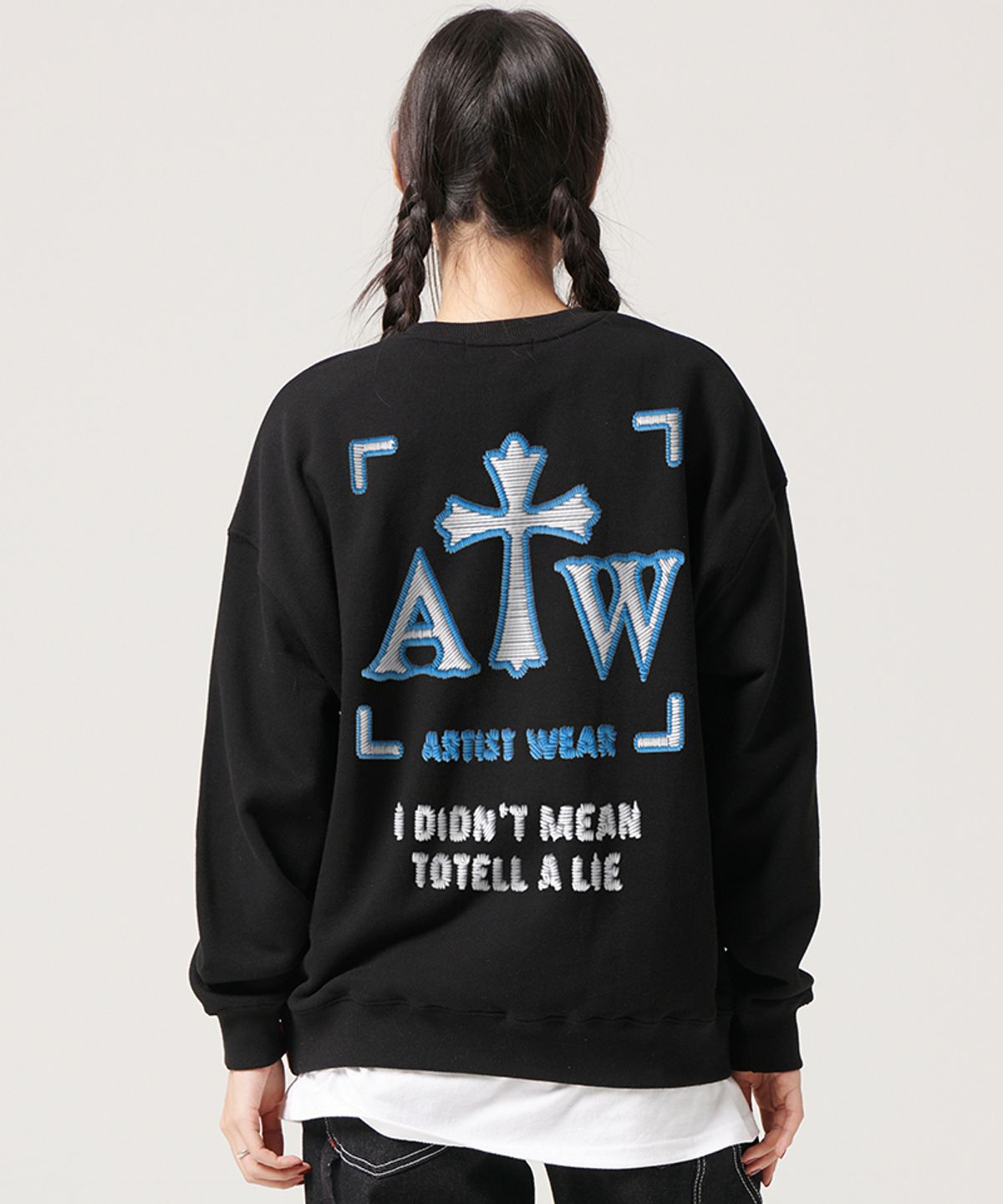 아티스트웨어(ARTISTWEAR) [ATW] 페이크스레드 로고 맨투맨