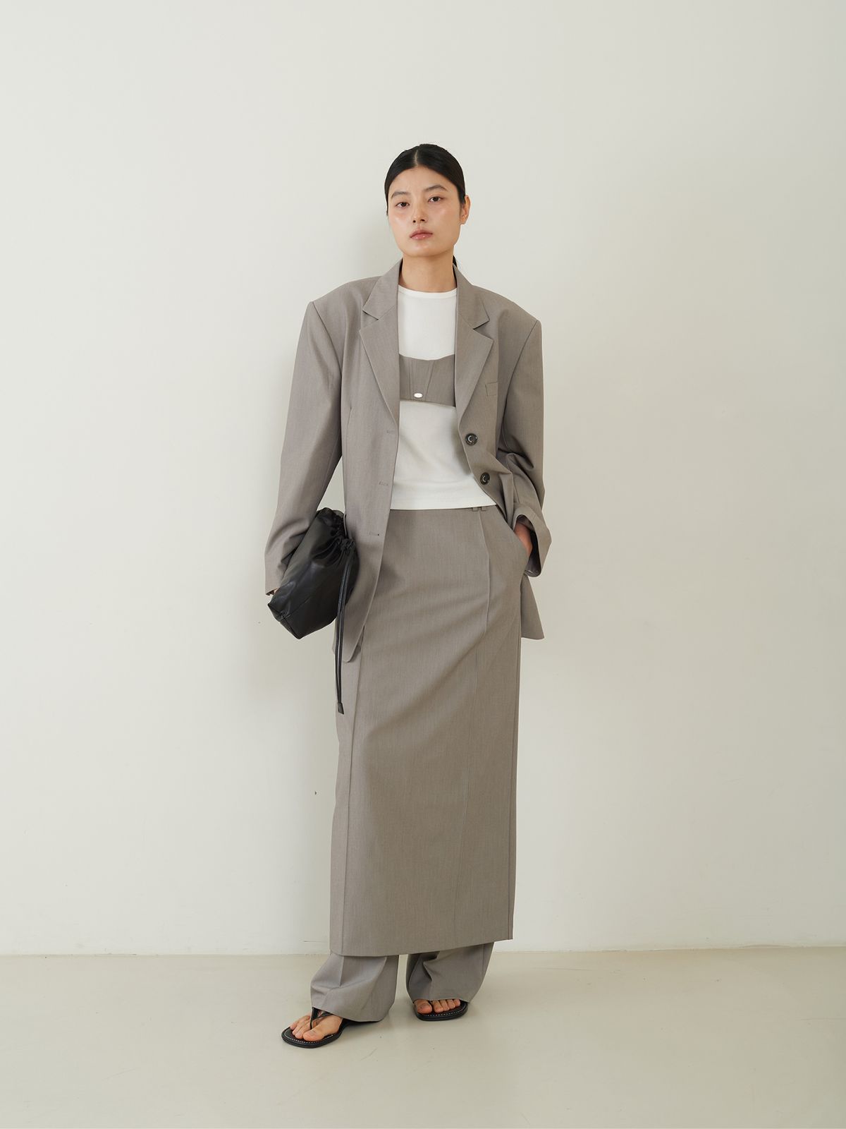프롬웨얼(FROMWHERE) Layered Bralette Gray