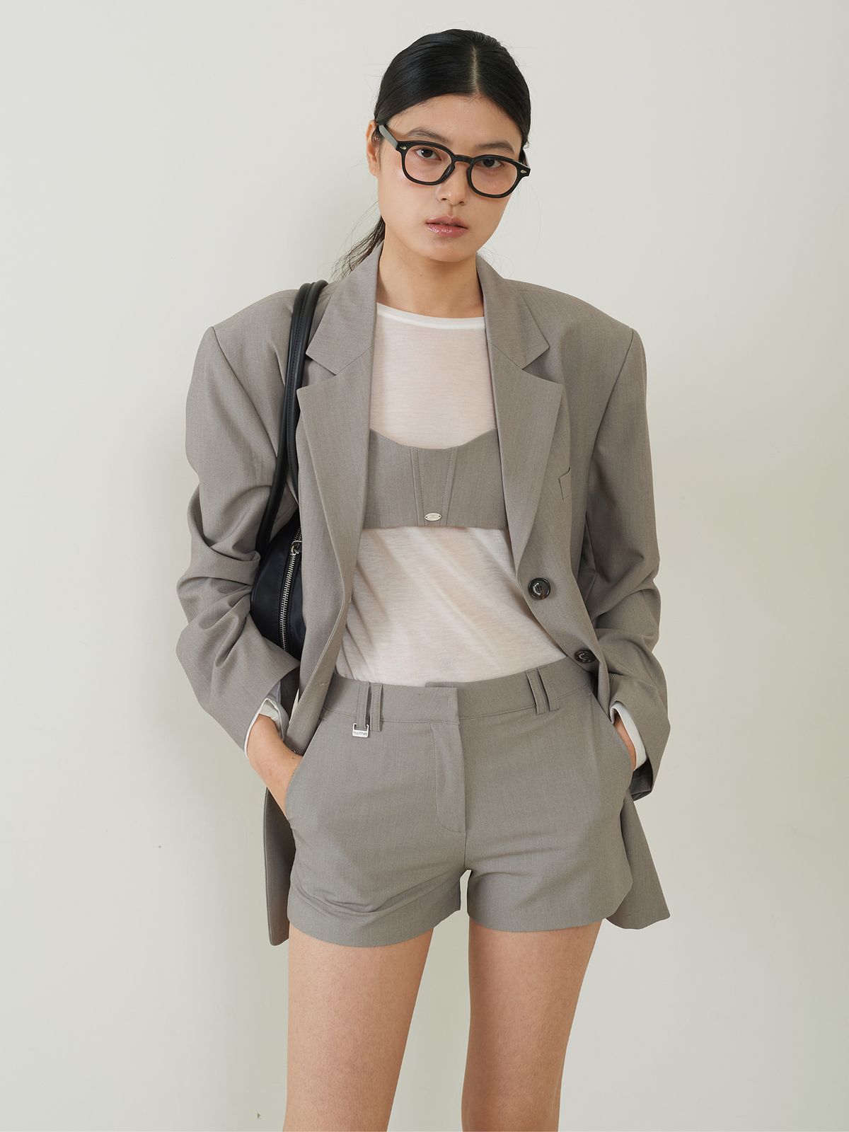 프롬웨얼(FROMWHERE) Layered Bralette Gray