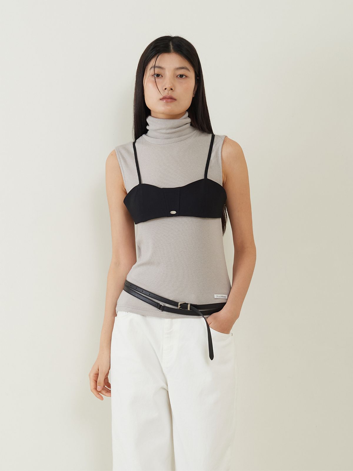 프롬웨얼(FROMWHERE) Layered Bralette Black