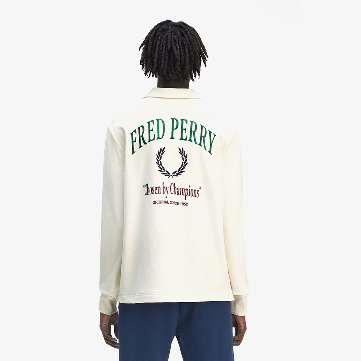 프레드페리(FRED PERRY) [Clubhouse] 엠브로이더드 챔피언 칼라 스웻셔츠 - 에크루 AFPM2519846-560
