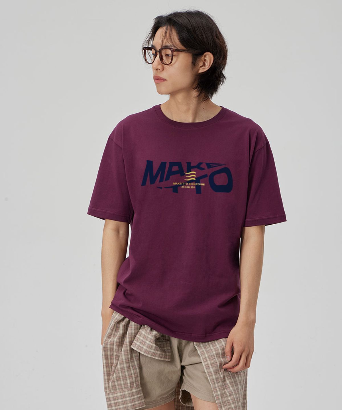 메이킷투(MAKEITTO) [ACTIVE LETTERING]CREW NECK TEE_WINE
