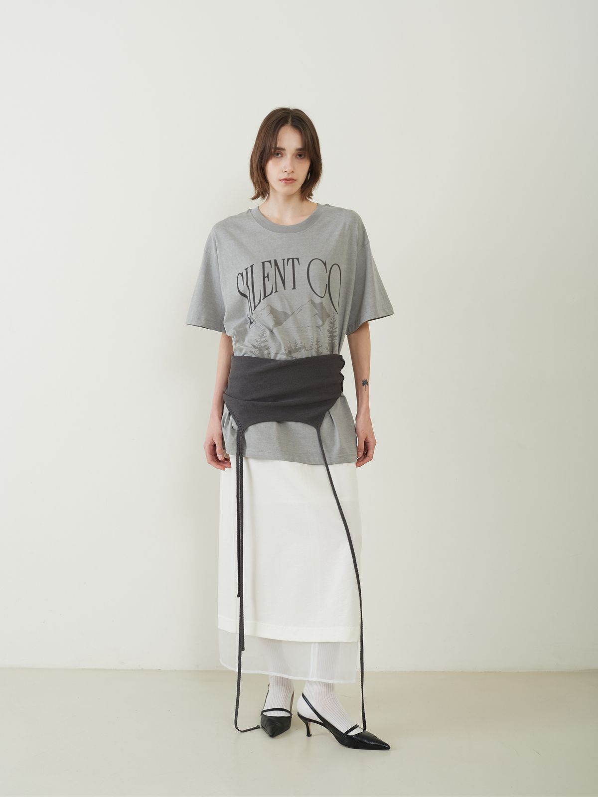 프롬웨얼(FROMWHERE) Vintage Pigment T-Shirt Gray
