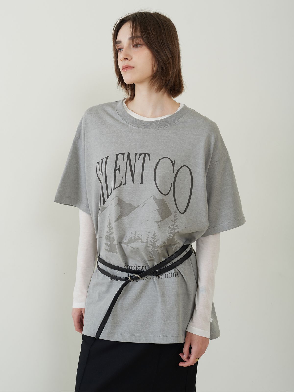 프롬웨얼(FROMWHERE) Vintage Pigment T-Shirt Gray