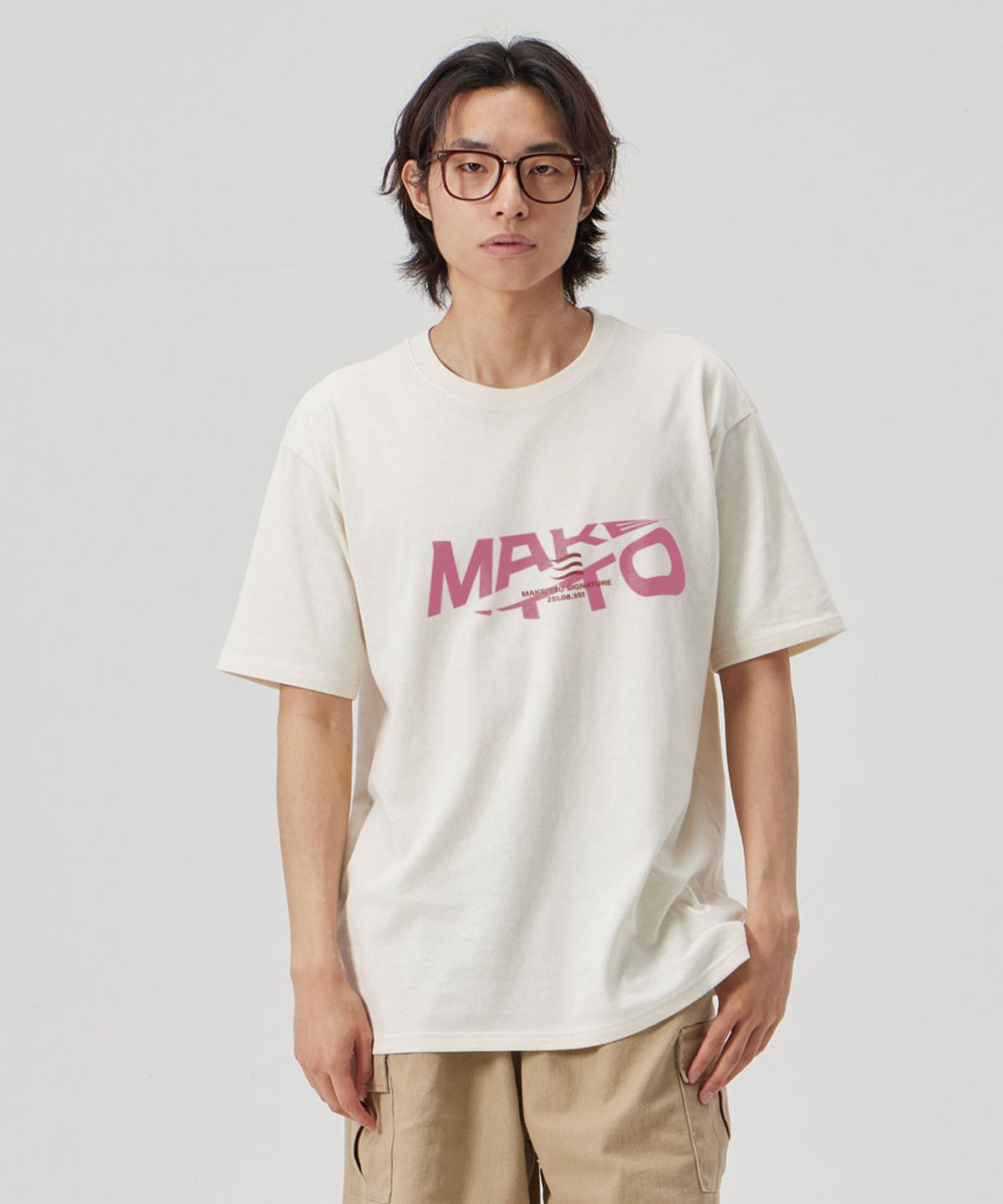 메이킷투(MAKEITTO) [ACTIVE LETTERING]CREW NECK TEE_CREAM