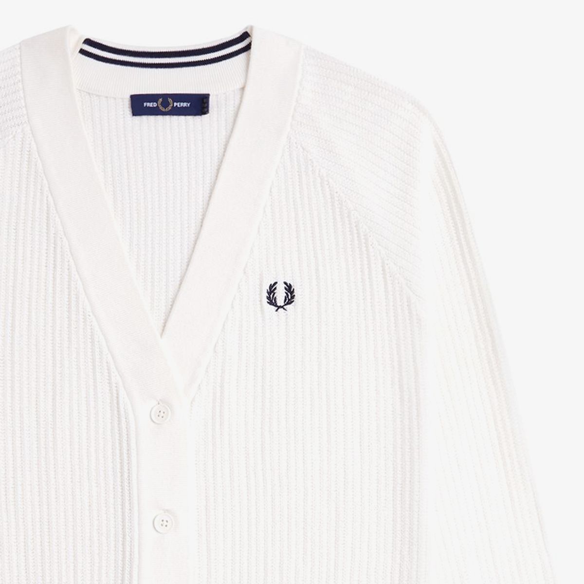 프레드페리(FRED PERRY) [Womens] 메시 니트 가디건 - 스노우 화이트 AFPF2519116-129
