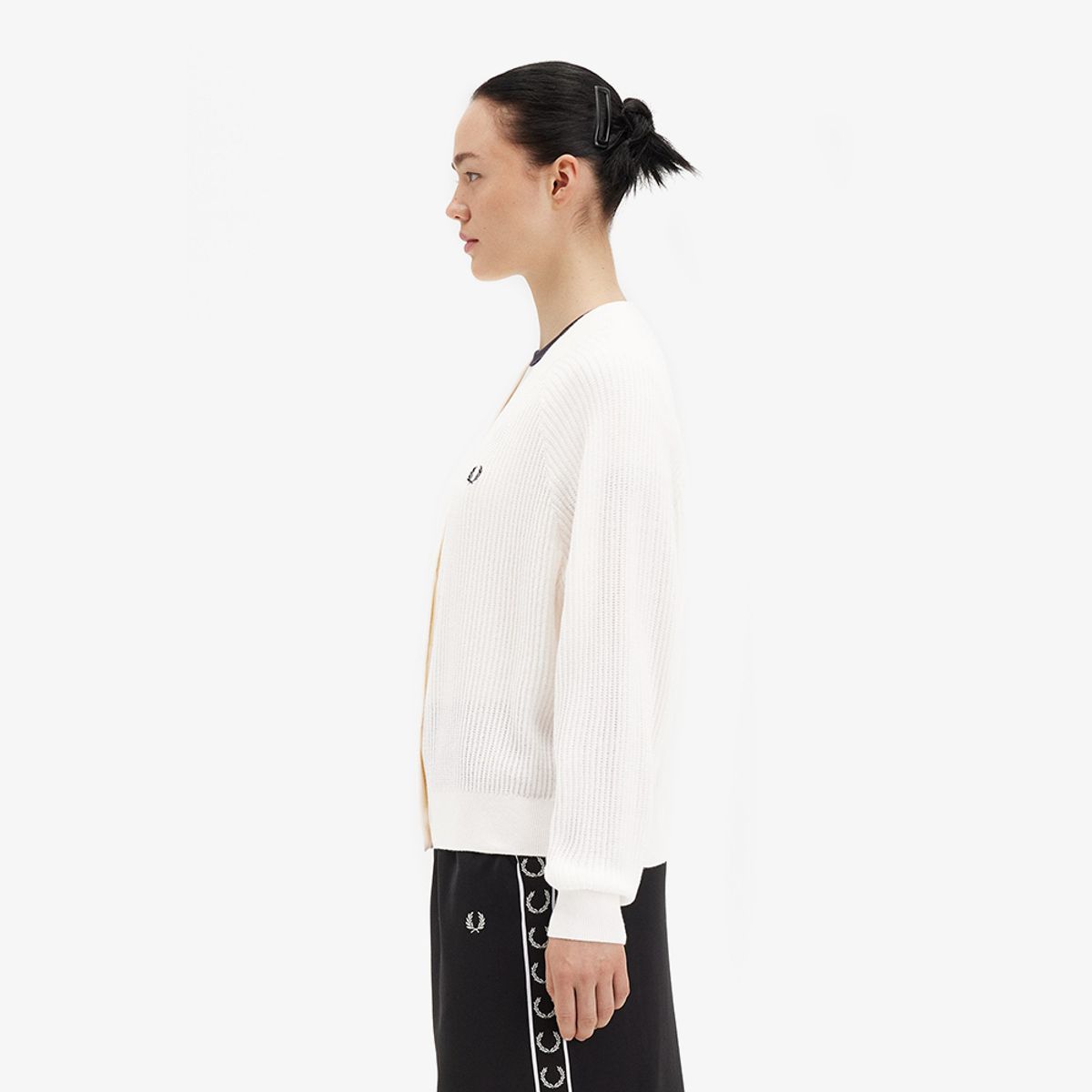 프레드페리(FRED PERRY) [Womens] 메시 니트 가디건 - 스노우 화이트 AFPF2519116-129