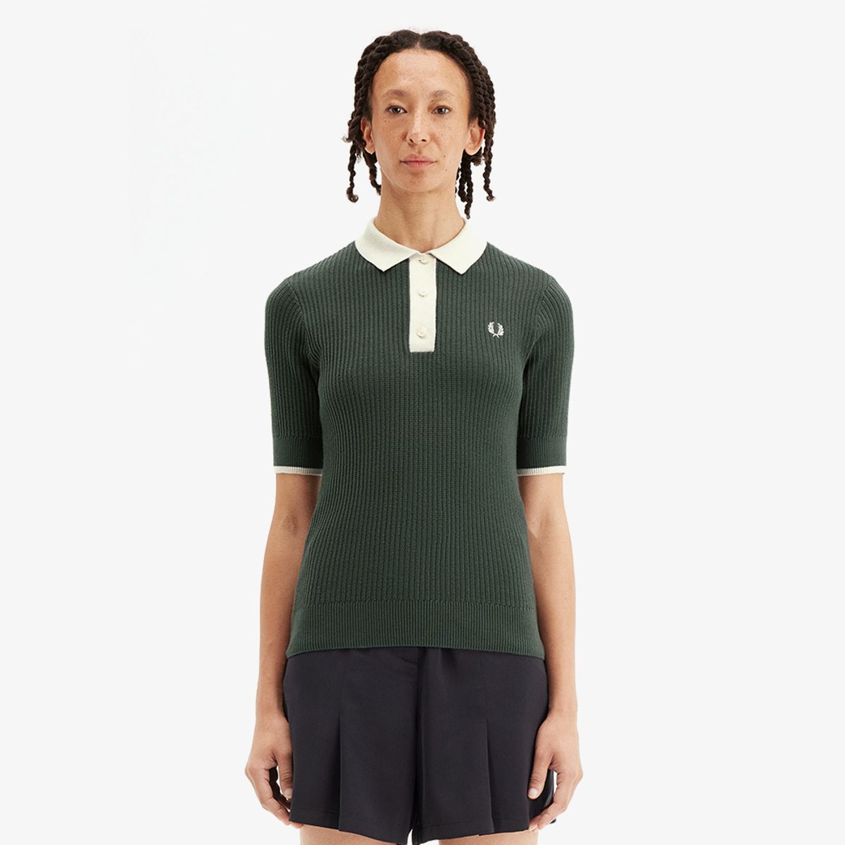프레드페리(FRED PERRY) [Womens] 메시 니트 폴로 셔츠 - 코트 그린 AFPF2519113-X89