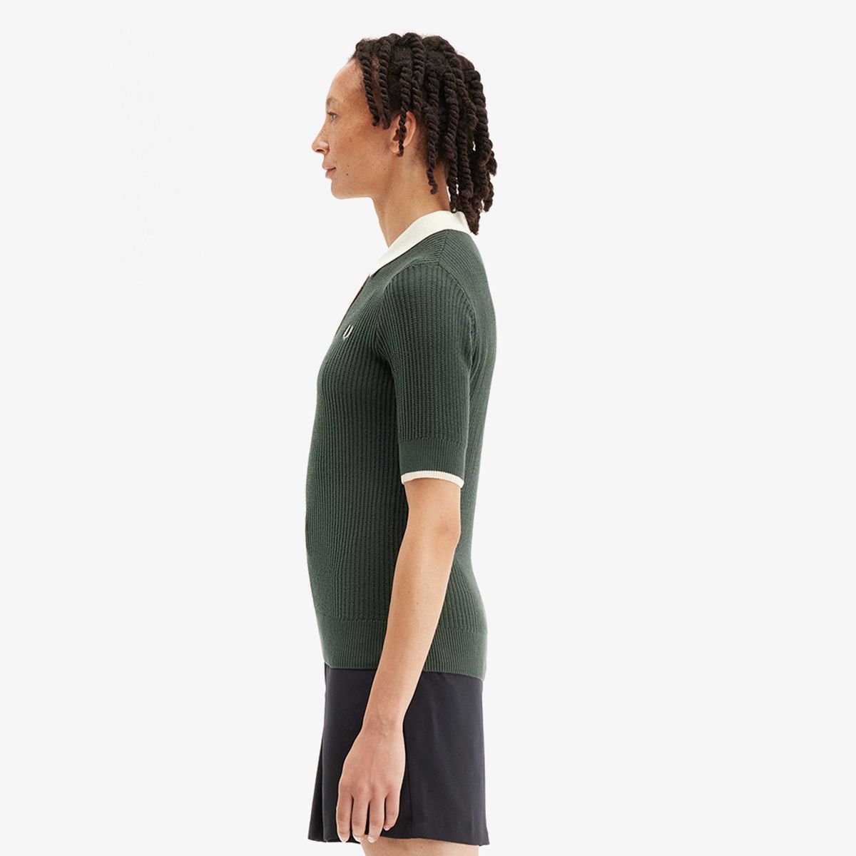 프레드페리(FRED PERRY) [Womens] 메시 니트 폴로 셔츠 - 코트 그린 AFPF2519113-X89