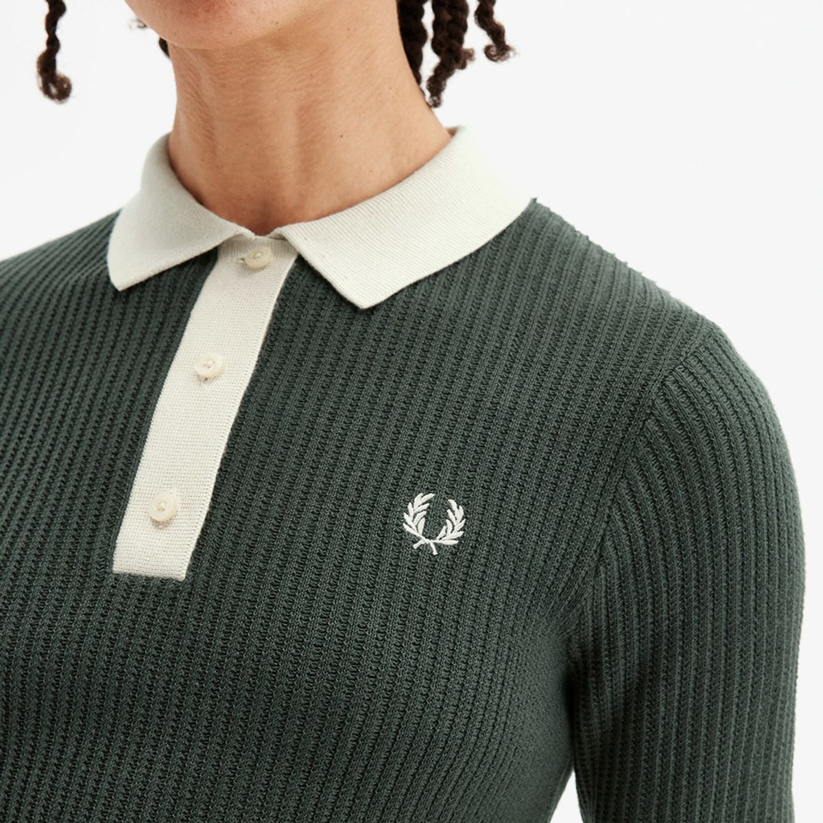 프레드페리(FRED PERRY) [Womens] 메시 니트 폴로 셔츠 - 코트 그린 AFPF2519113-X89
