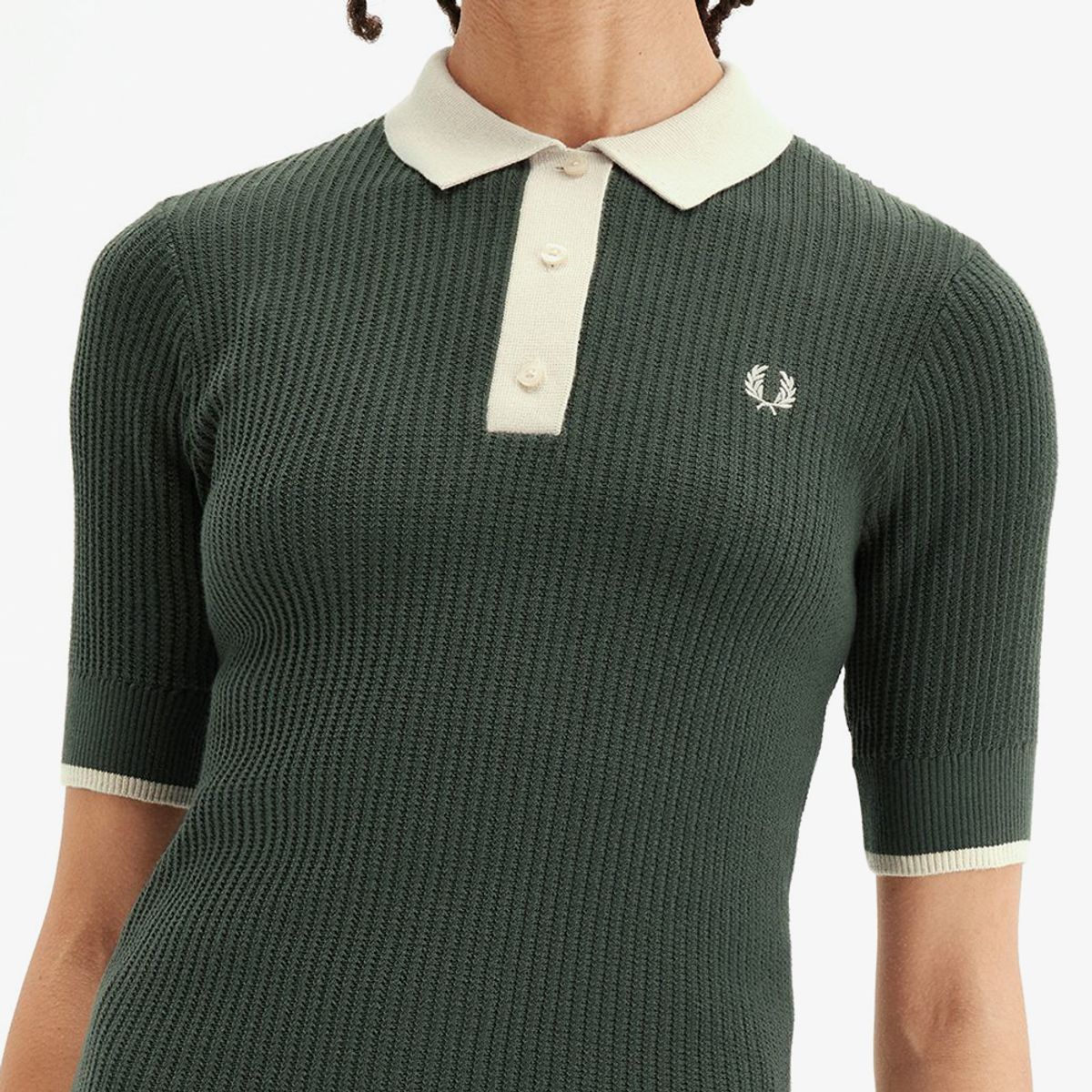 프레드페리(FRED PERRY) [Womens] 메시 니트 폴로 셔츠 - 코트 그린 AFPF2519113-X89