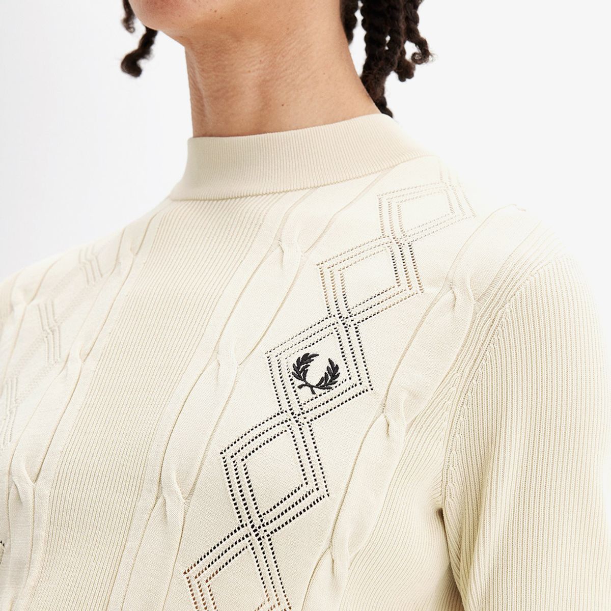 프레드페리(FRED PERRY) [Womens] 텍스쳐드 니트 탑 - 오트밀 AFPF2519118-691