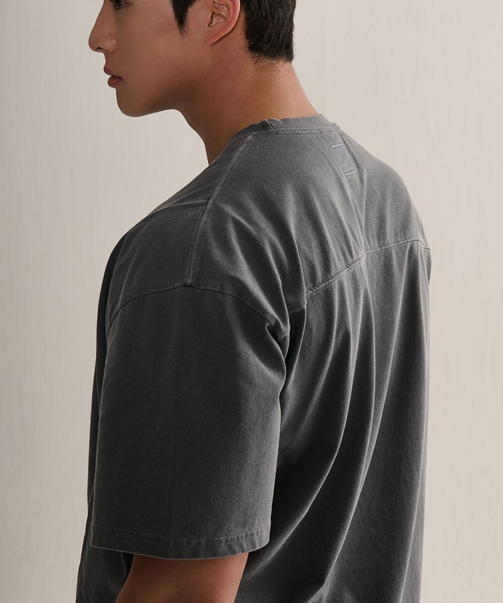 Pigment Cotton Cut Overfit T-Shirt (Blue Grey) 25TS03