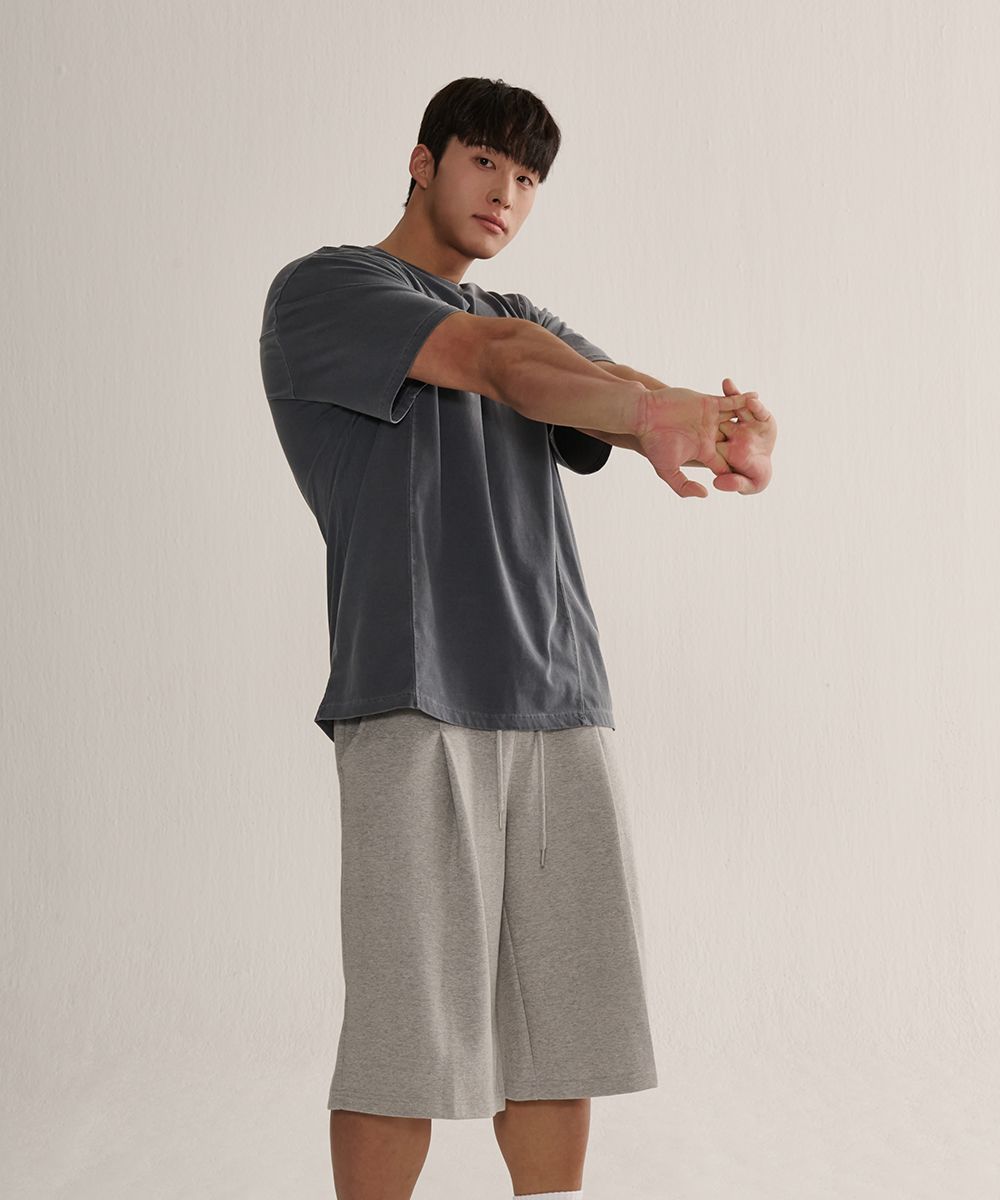 Pigment Cotton Cut Overfit T-Shirt (Blue Grey) 25TS03