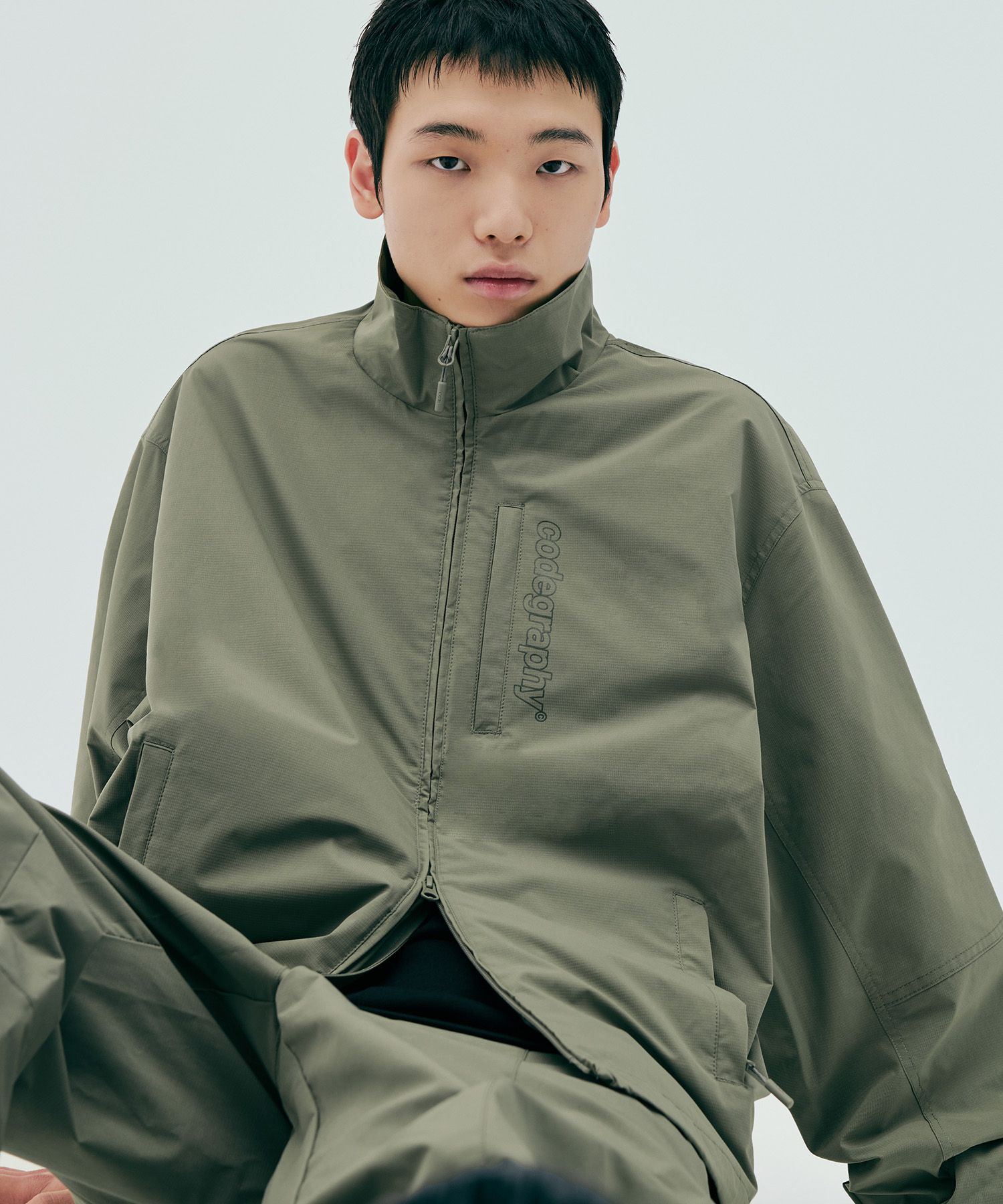MUSINSA | Codegraphy 2-WAY Tech Short Jacket_Khaki