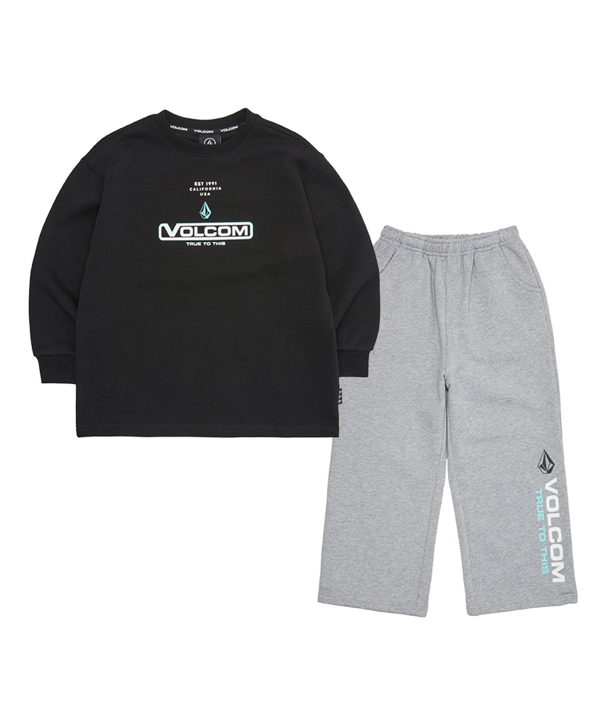 볼컴 키즈(VOLCOM KIDS) 오버핏 맨투맨 스트링 상하복세트 D5S011