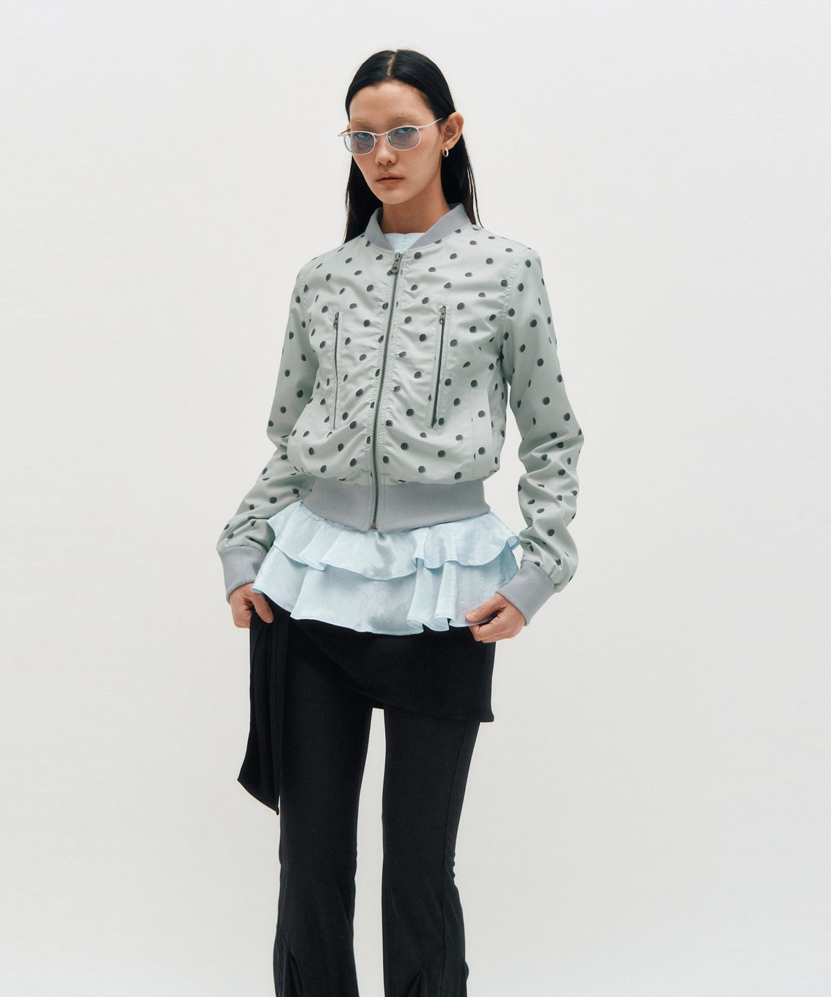 킴지수(KIMZISU) Dot Graphic Windbreaker _ GREY