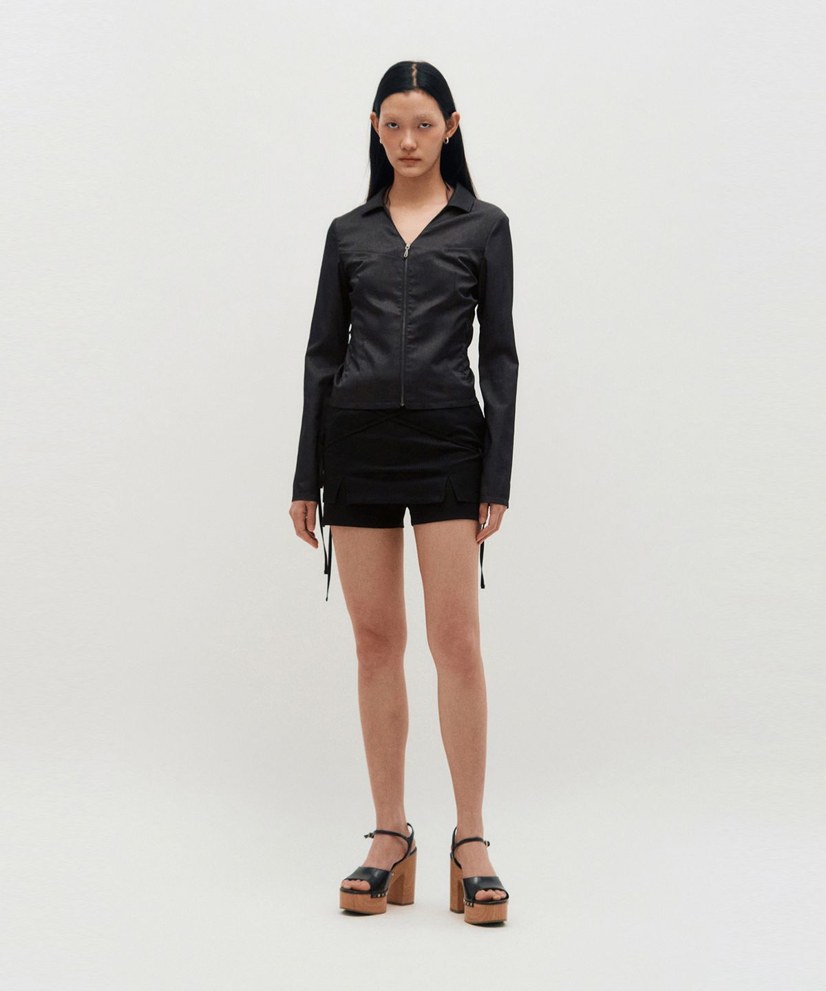 킴지수(KIMZISU) V-Neck Sleek Zip-Up _ DARK GREY