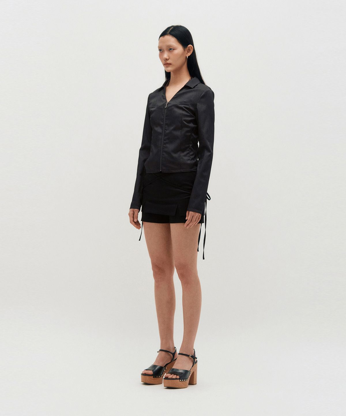 킴지수(KIMZISU) V-Neck Sleek Zip-Up _ DARK GREY