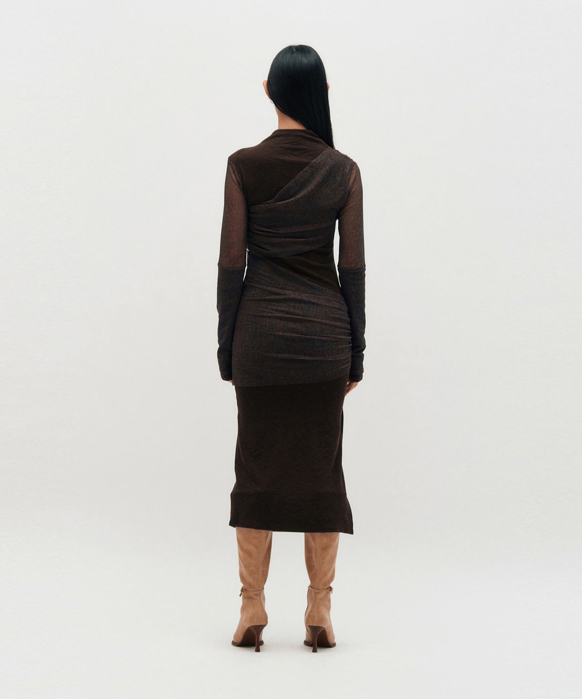 킴지수(KIMZISU) Layered Long Sleeve Dress _ BROWN